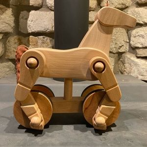 Toy Horse rolling wooden hand made